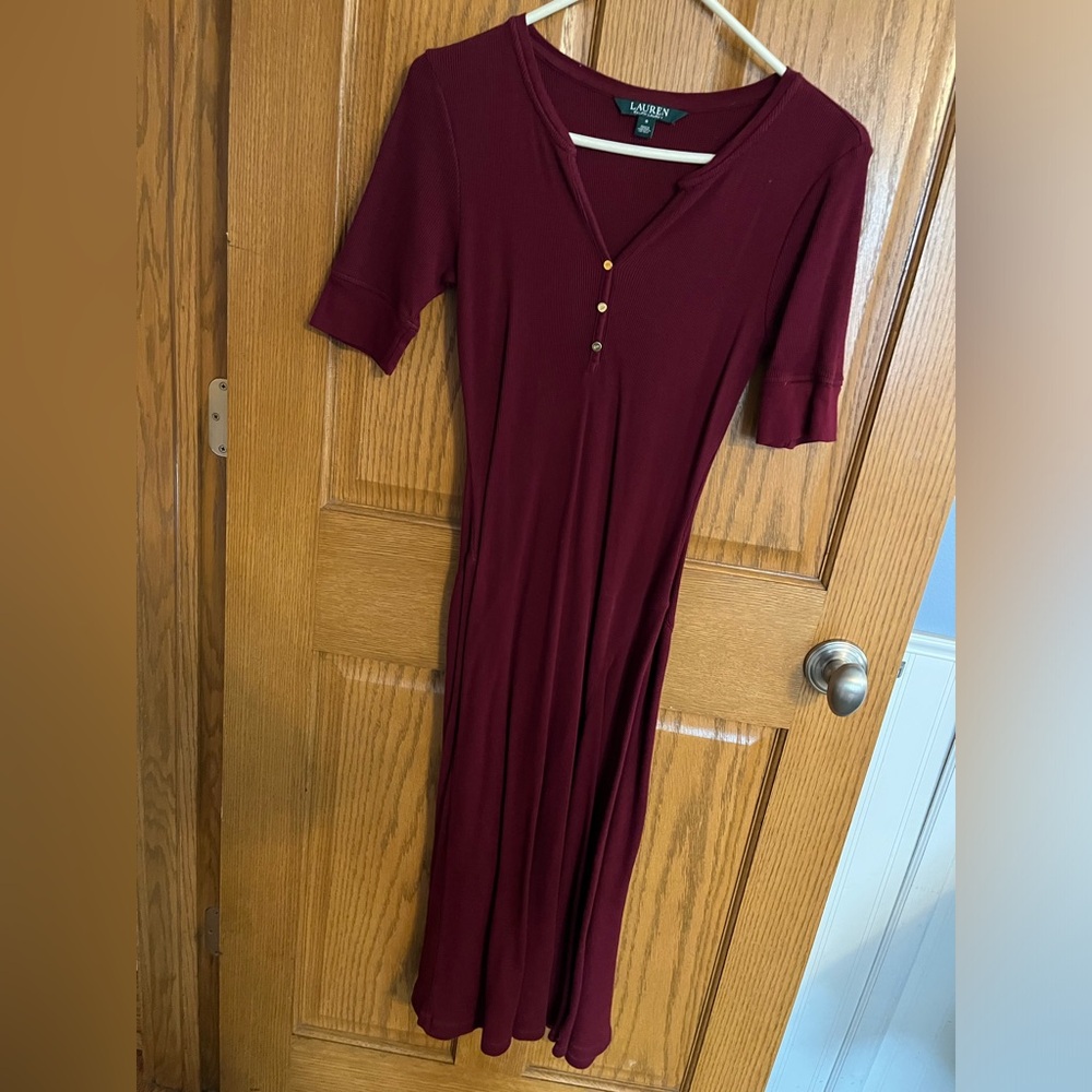 Lauren cranberry cotton dress. Size small